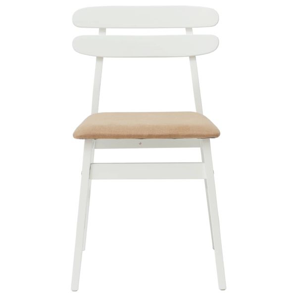 Трапезен стол 2 pcs Бяло и кафяво Солидно гумено дърво