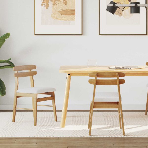 Трапезен стол 2 pcs Естествено и светло Солидно гумено дърво