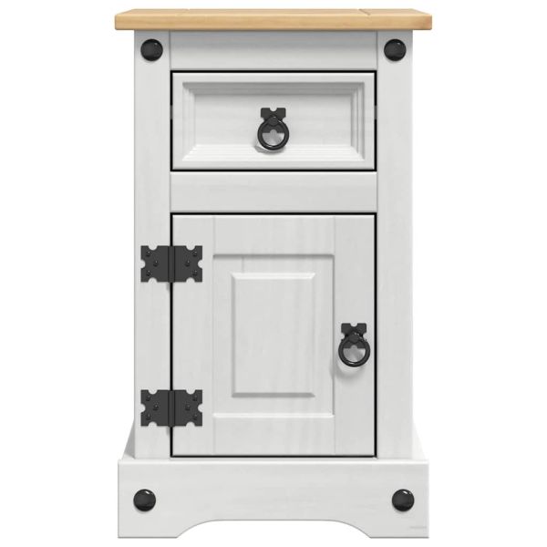 Нощно шкафче Бяло 35 x 32,5 x 58 см Солидно борово дърво