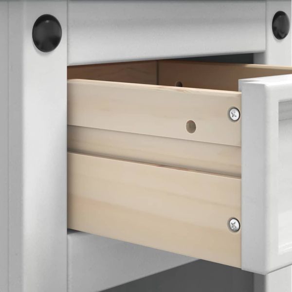 Нощно шкафче Бяло 35 x 32,5 x 58 см Солидно борово дърво