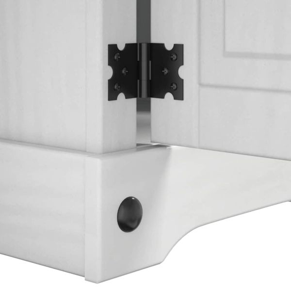 Нощно шкафче Бяло 35 x 32,5 x 58 см Солидно борово дърво