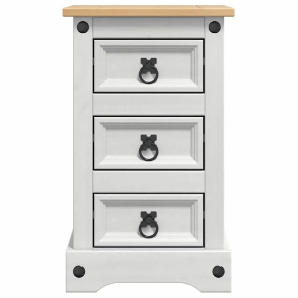 Нощно шкафче Бяло 35 x 32,5 x 58 см Солидно борово дърво