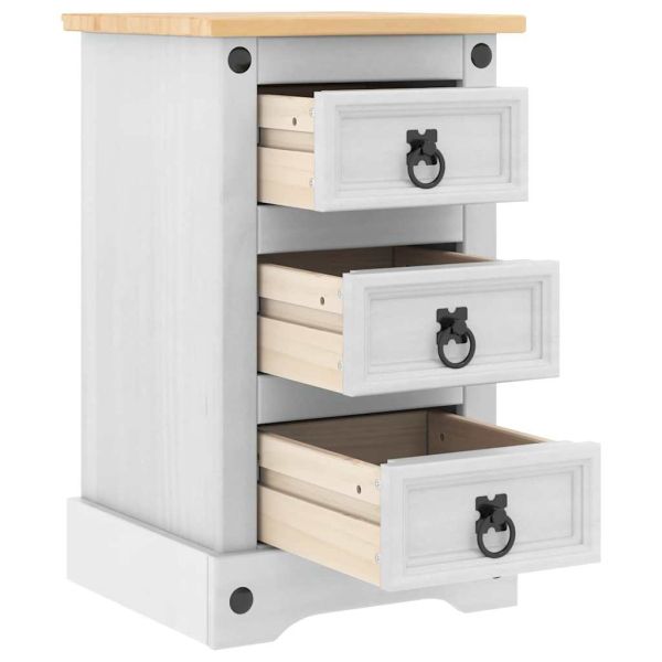 Нощно шкафче Бяло 35 x 32,5 x 58 см Солидно борово дърво