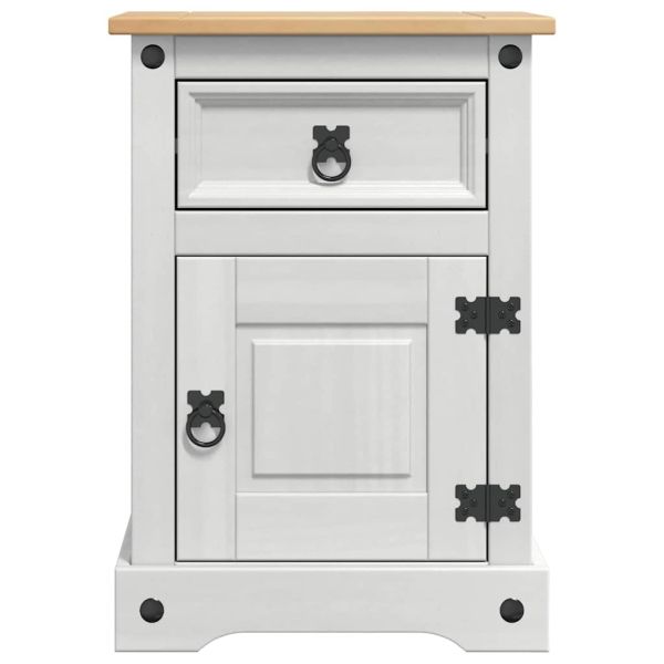 Нощно шкафче Бяло 45 x 35 x 64 см Солидно борово дърво