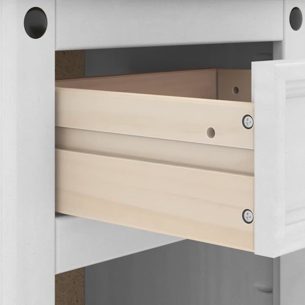 Нощно шкафче Бяло 45 x 35 x 64 см Солидно борово дърво