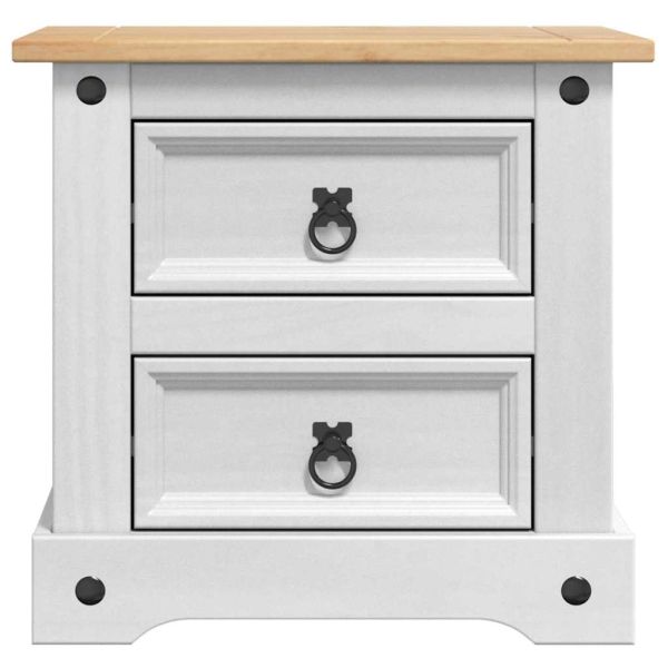 Нощно шкафче Бяло 53 x 39 x 47 см Солидно борово дърво