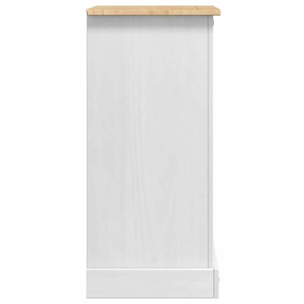Нощно шкафче Бяло 53 x 39 x 84 см Солидно борово дърво