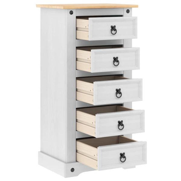 Нощно шкафче Бяло 53 x 39 x 103 cm Солидно борово дърво