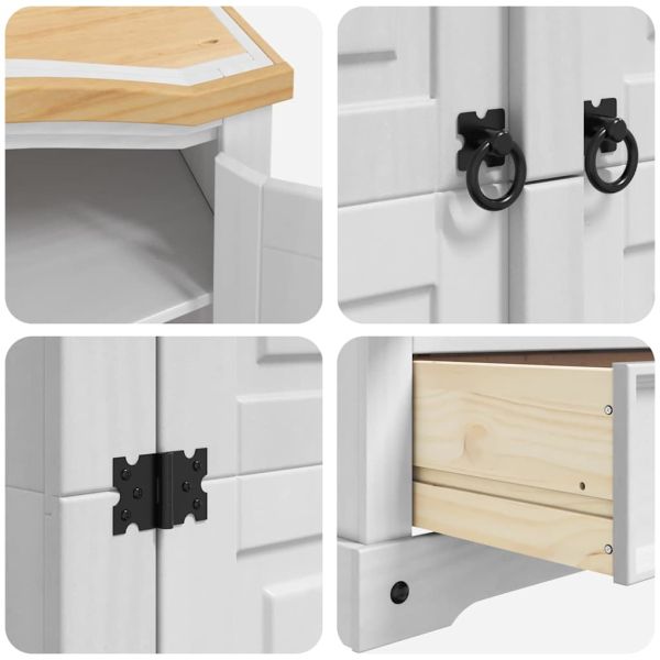 Гардероб с чекмедже Бяло 101 x 52 x 170 см Солидно борово дърво