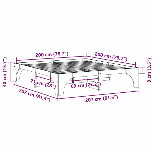 Леглово дъно Кафяво 200 x 200 cm Борово дърво масив