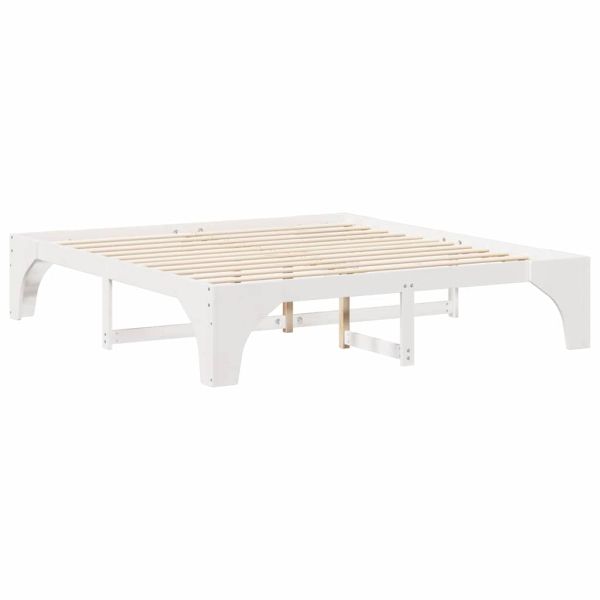 Рамка за легло Бяло 200 x 200 cm Солидно борово дърво