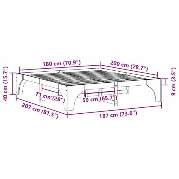 Рамка за легло Кафяво 180 x 200 cm Солидно борово дърво
