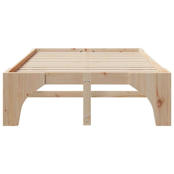 Рамка за легло Кафяво 135 x 190 cm Солидно борово дърво