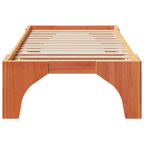 Рамка за легло Кафяво 75 x 190 cm Солидно борово дърво