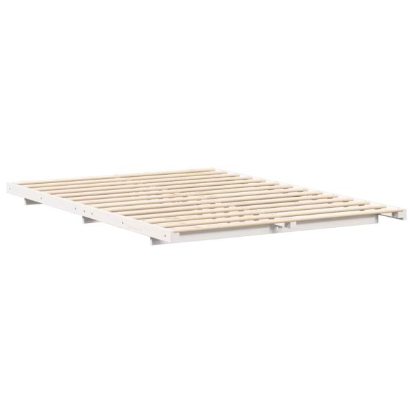 Леглово дъно Бяло 140 x 200 cm Борово дърво масив