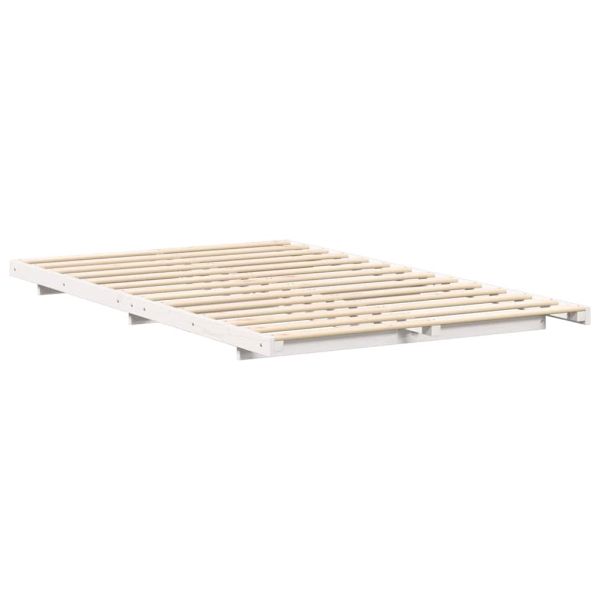 Леглово дъно Бяло 135 x 190 cm Борово дърво масив