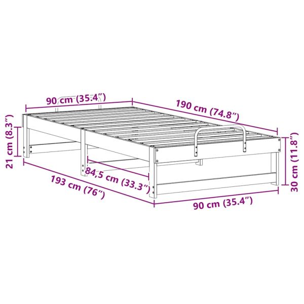 Рамка за легло Кафяво 90 x 190 cm Солидно борово дърво