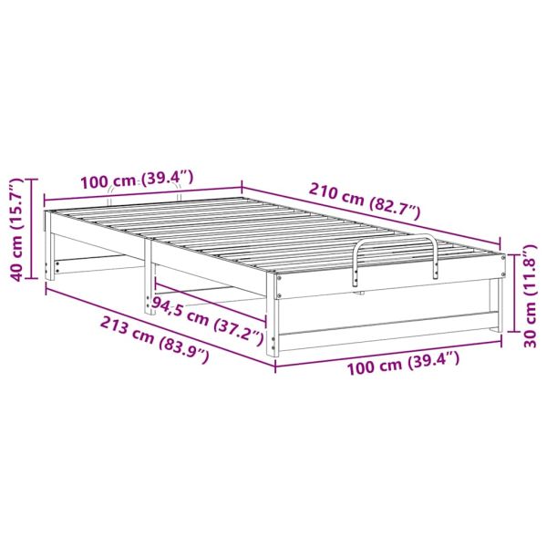 Рамка за легло Кафяво 100 x 210 cm Солидно борово дърво