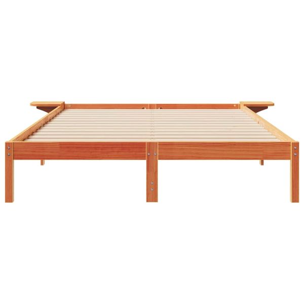 Легло с нощни шкафчета Кафяво с восъчно покритие 160 x 220 cm