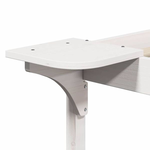 Легло с нощни шкафчета Бяло 180 x 220 см Солидно борово дърво