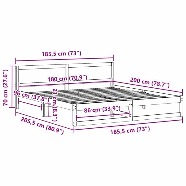 Рамка за легло с таблото Кафяво с восъчно покритие 180 x 200 cm