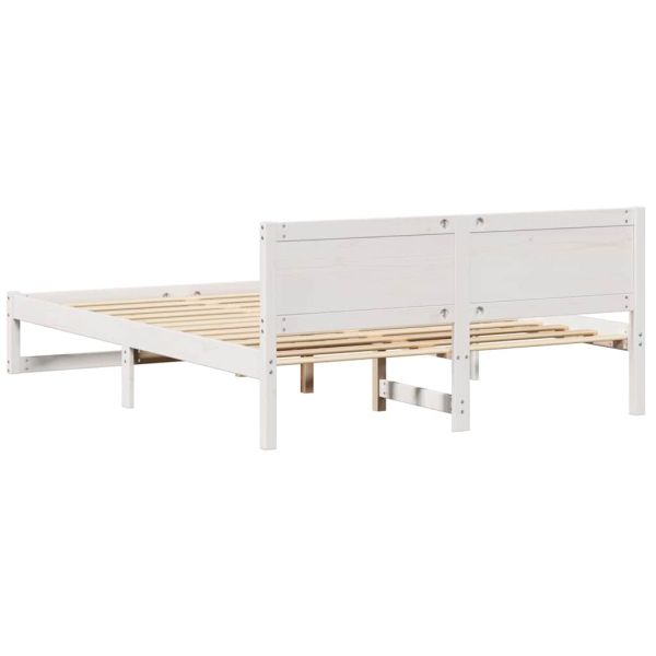 Рамка за легло с таблото Бяло 160 x 200 cm Солидно борово дърво