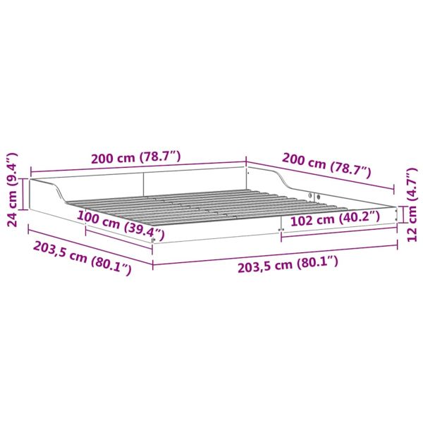 Рамка за легло Кафяво 200 x 200 cm Солидно борово дърво