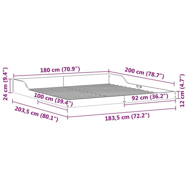 Рамка за легло Бяло 180 x 200 cm Солидно борово дърво