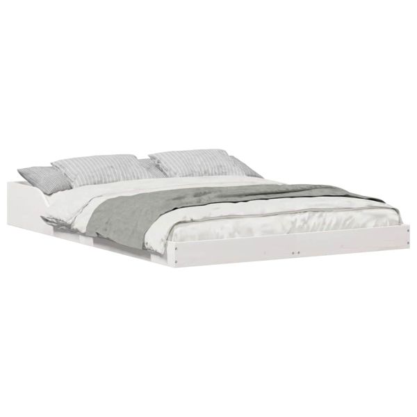 Рамка за легло Бяло 135 x 190 cm Солидно борово дърво