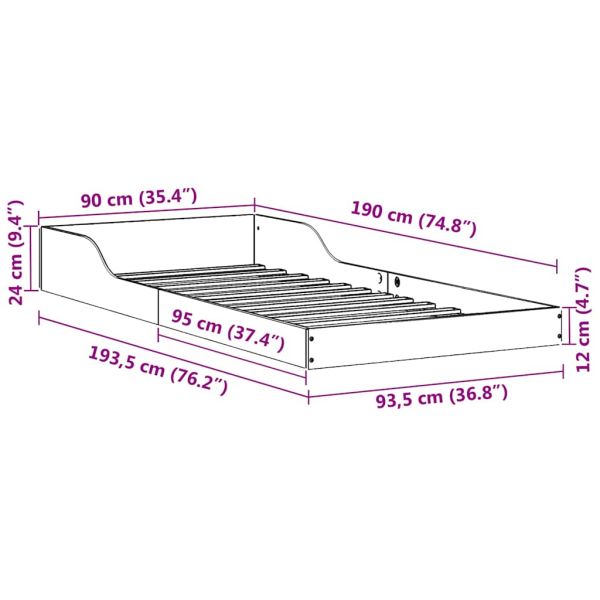 Рамка за легло Кафяво 90 x 190 cm Солидно борово дърво