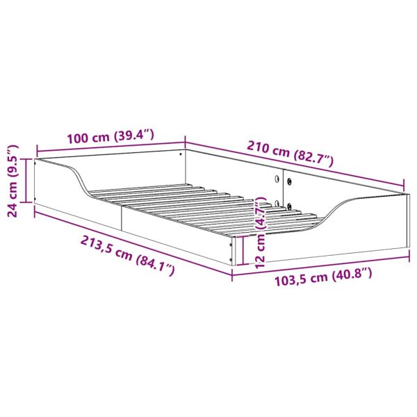Рамка за легло Кафяво с восъчно покритие 100 x 210 cm
