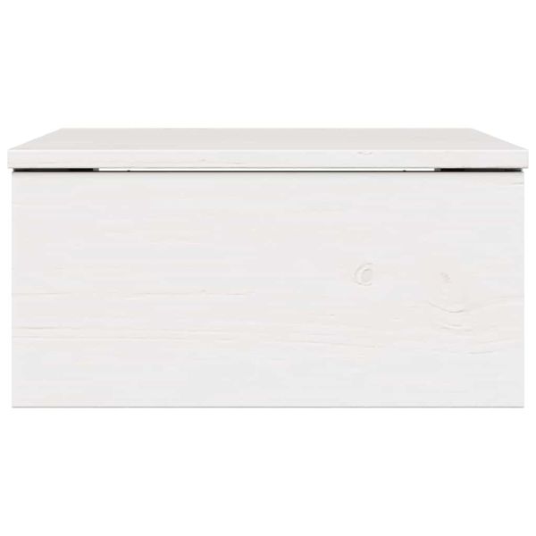 Нощно шкафче Бяло 37 x 35 x 18,5 см Борово дърво масив
