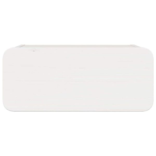 Нощно шкафче Бяло 39 x 34 x 16,5 см Борово дърво масив