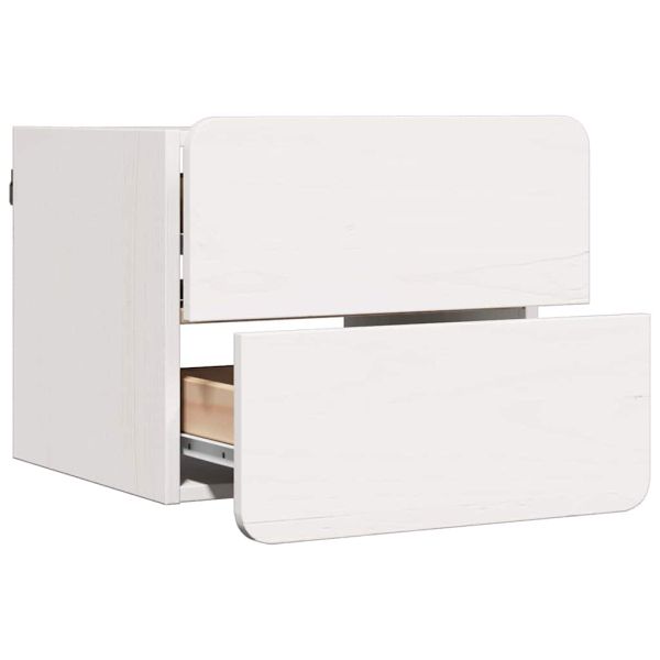 Нощно шкафче 2 pcs Бяло 39 x 34 x 33 см Масивно дърво бор