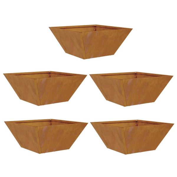 Градинска саксия 5 pcs Ръждясало 35 x 35 x 15 см