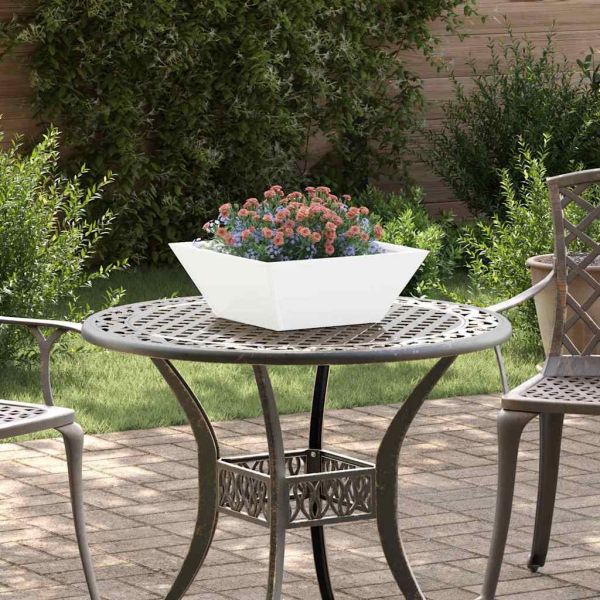 Градинска саксия Бяло 40 x 40 x 15 см Студено валцована стомана