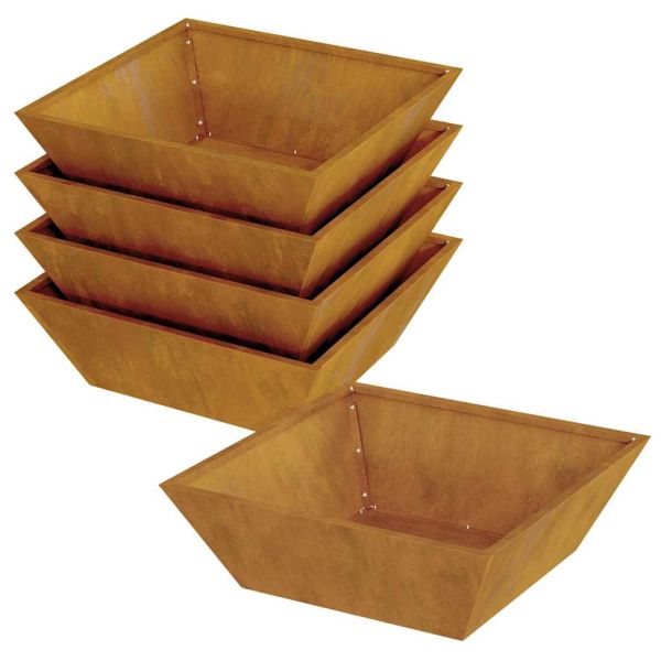 Градинска саксия 5 pcs Ръждясало 50 x 50 x 15 см