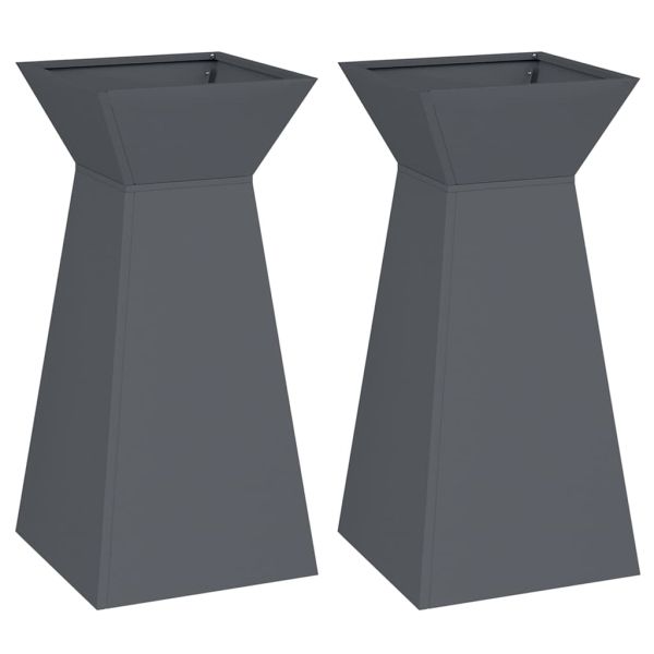 Саксия с колона 2 pcs Антрацит 35 x 35 x 73 см