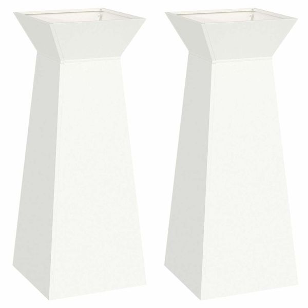 Саксия с колона 2 pcs Бяло 40 x 40 x 100 cm