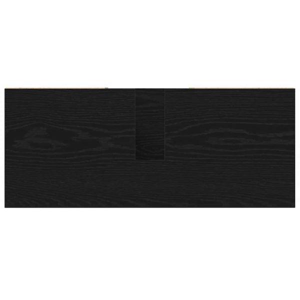 Шкаф за баня с рафт Черно 80 x 33 x 60 см Инженерно дърво