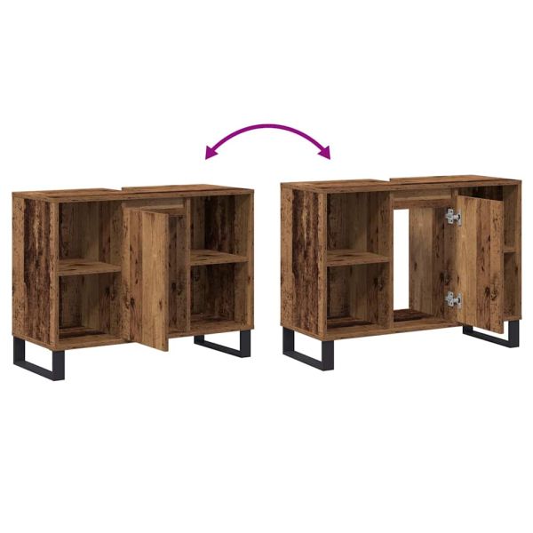 Шкаф за баня с рафт Старо дърво 80 x 33 x 60 см Инженерно дърво