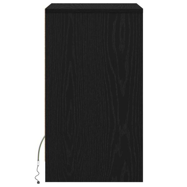 LED нощно шкафче Черен дъб 38 x 34 x 61 см Инженерно дърво