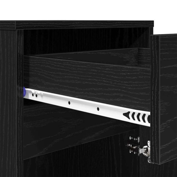 LED нощно шкафче Черен дъб 38 x 34 x 61 см Инженерно дърво