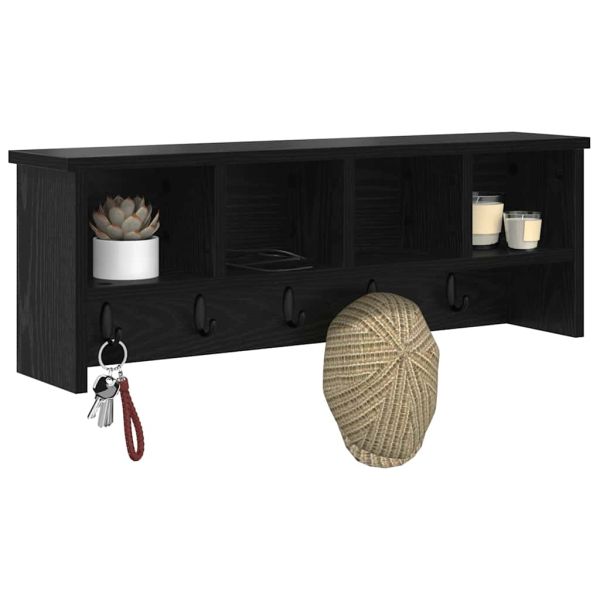 Стенен закачалка за палта с рафт Черен дъб 75 x 16 x 26 см