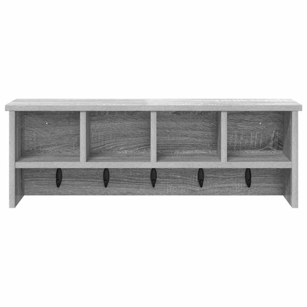 Стенен закачалка за палта с рафт Сив сонома 75 x 16 x 26 см