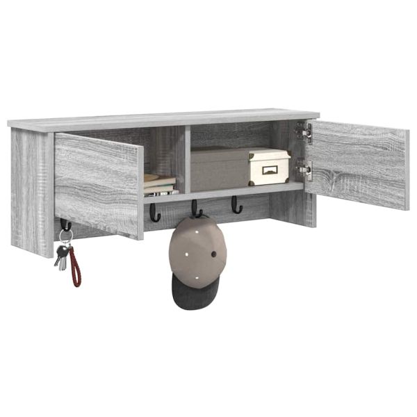 Стенен закачалка за палта с рафт Сив Сонома 80 x 20 x 30 cm