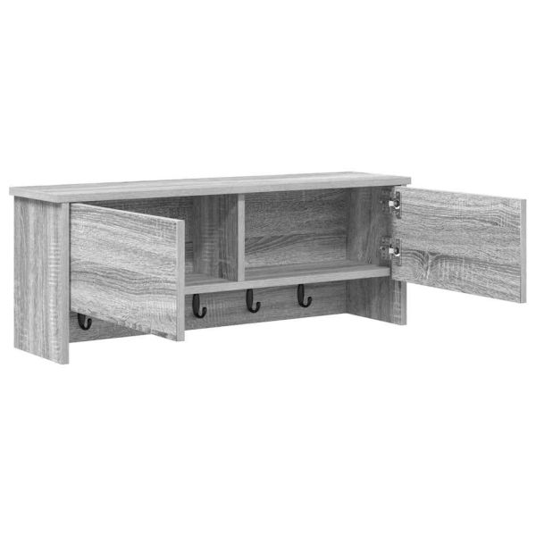 Стенен закачалка за палта с рафт Сив Сонома 80 x 20 x 30 cm
