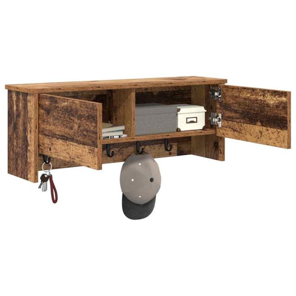 Стенен закачалка за палта с рафт Старо дърво 80 x 20 x 30 cm