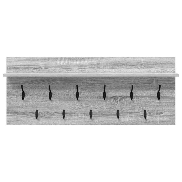 Стенен закачалка за палта с рафт Сив Сонома 100 x 40 x 12 см