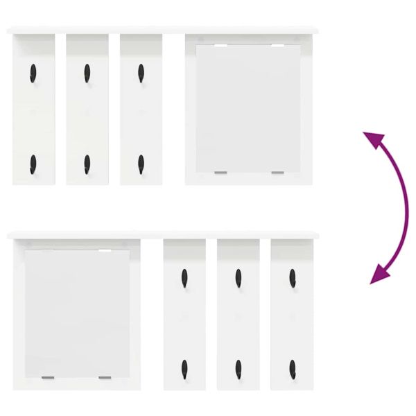 Стенен закачалка за палта Бяло 85 x 10 x 45 см Инженерно дърво